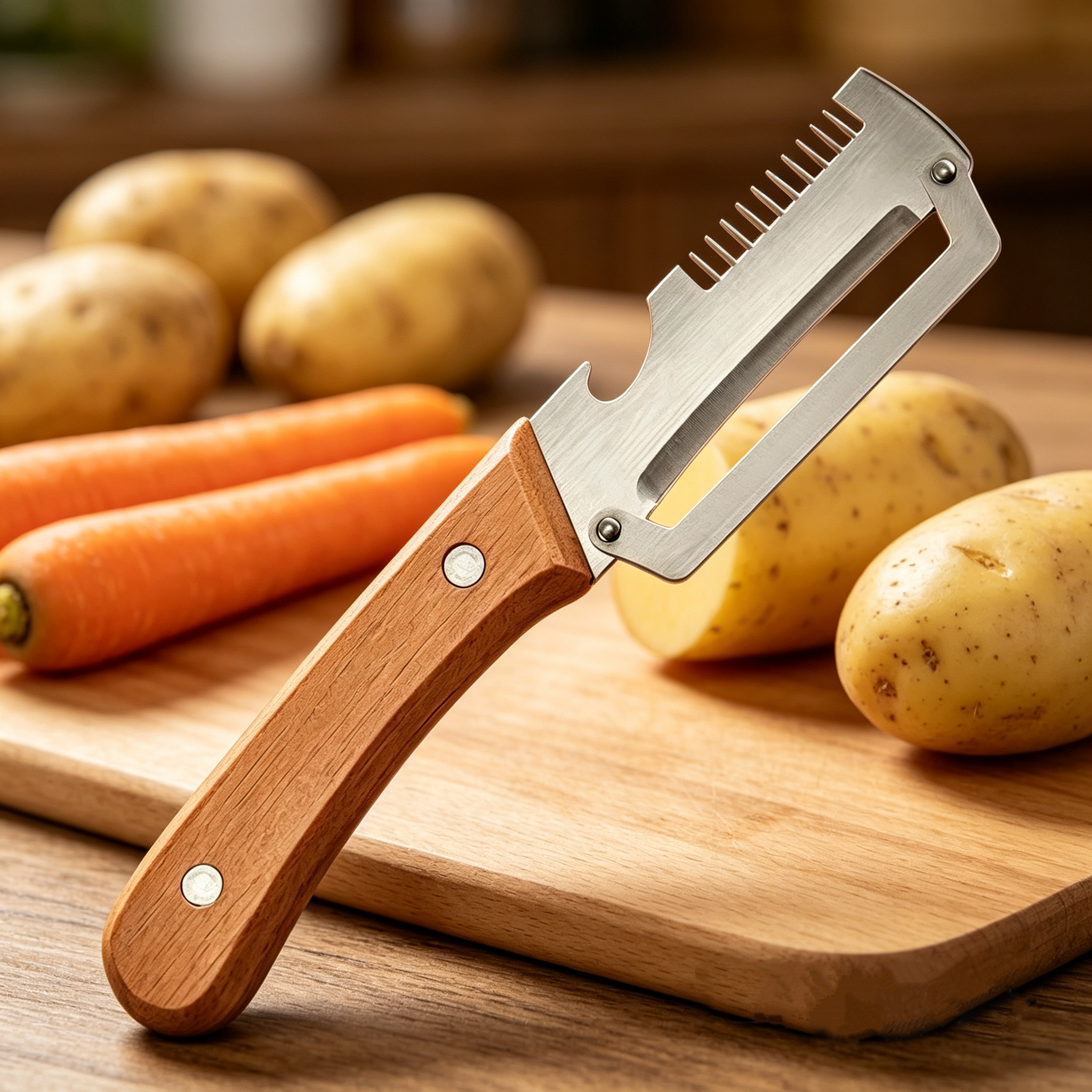 Oud Wood Chip - Stainless Steel Peeler With Wooden Handle