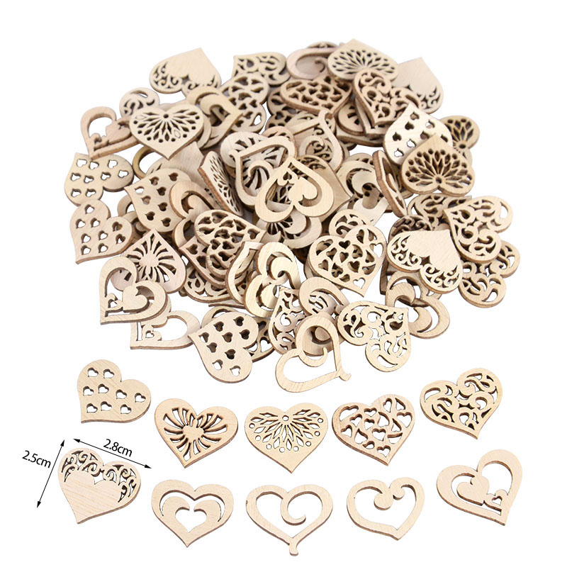 50/100pcs Hollowed Heart Patte - Oud Wood Chip avis et prix
