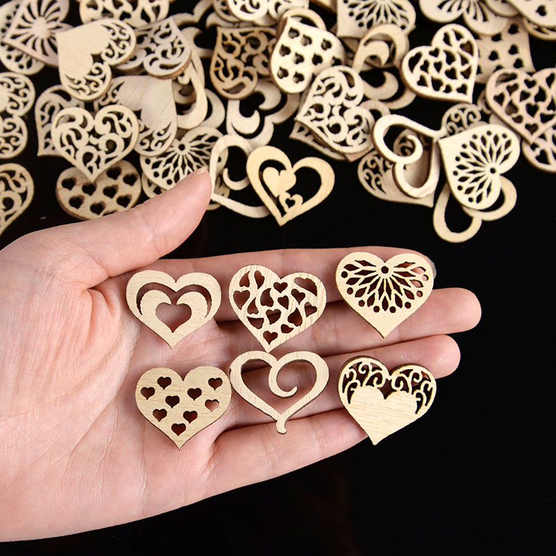 50/100pcs Hollowed Heart Patte - Oud Wood Chip avis et prix