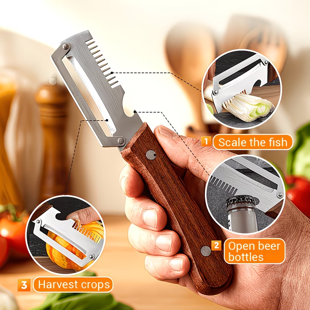 Stainless steel peeler with wo - Oud Wood Chip avis et prix