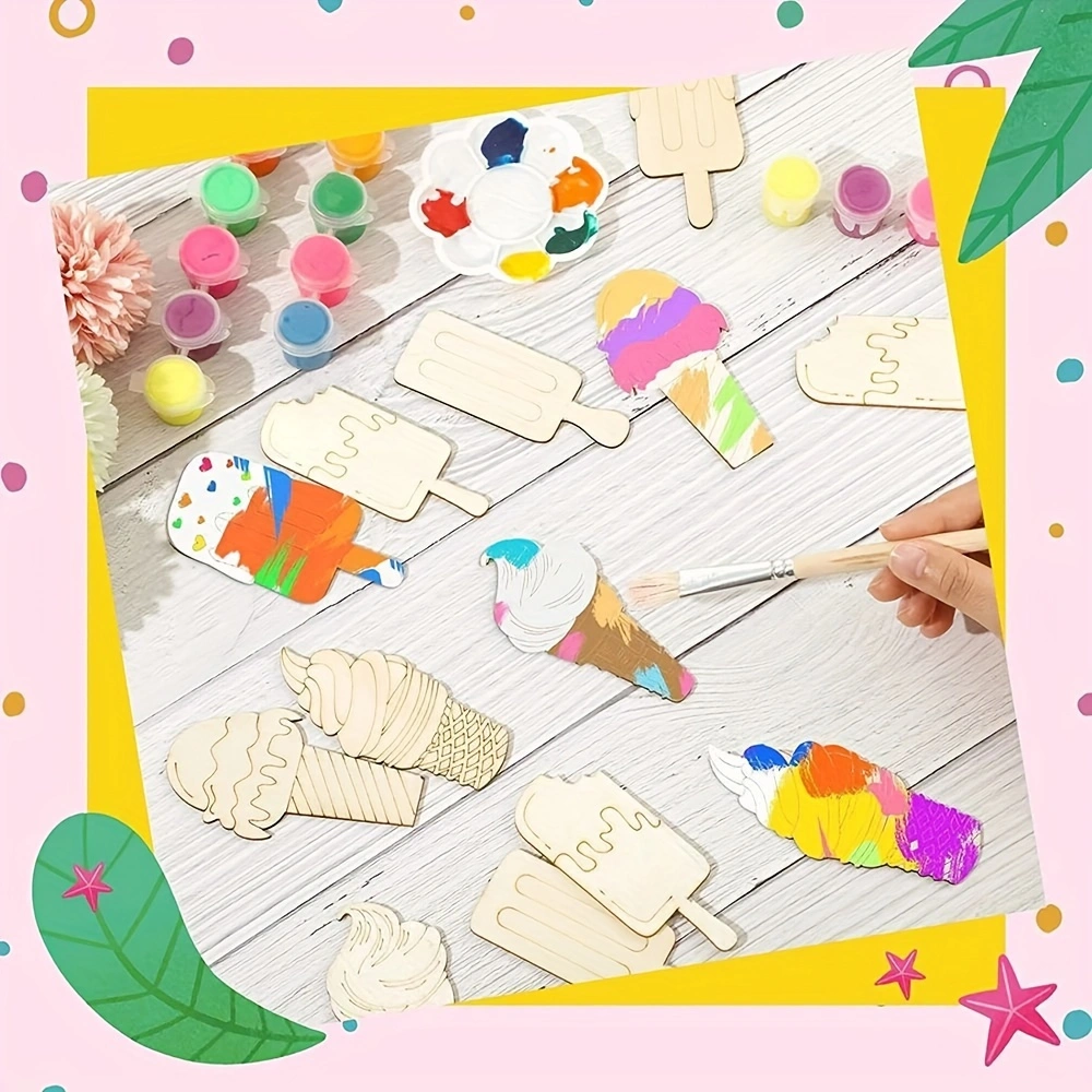 6/30pcs Ice Cream Wood Cutouts - Oud Wood Chip avis et prix