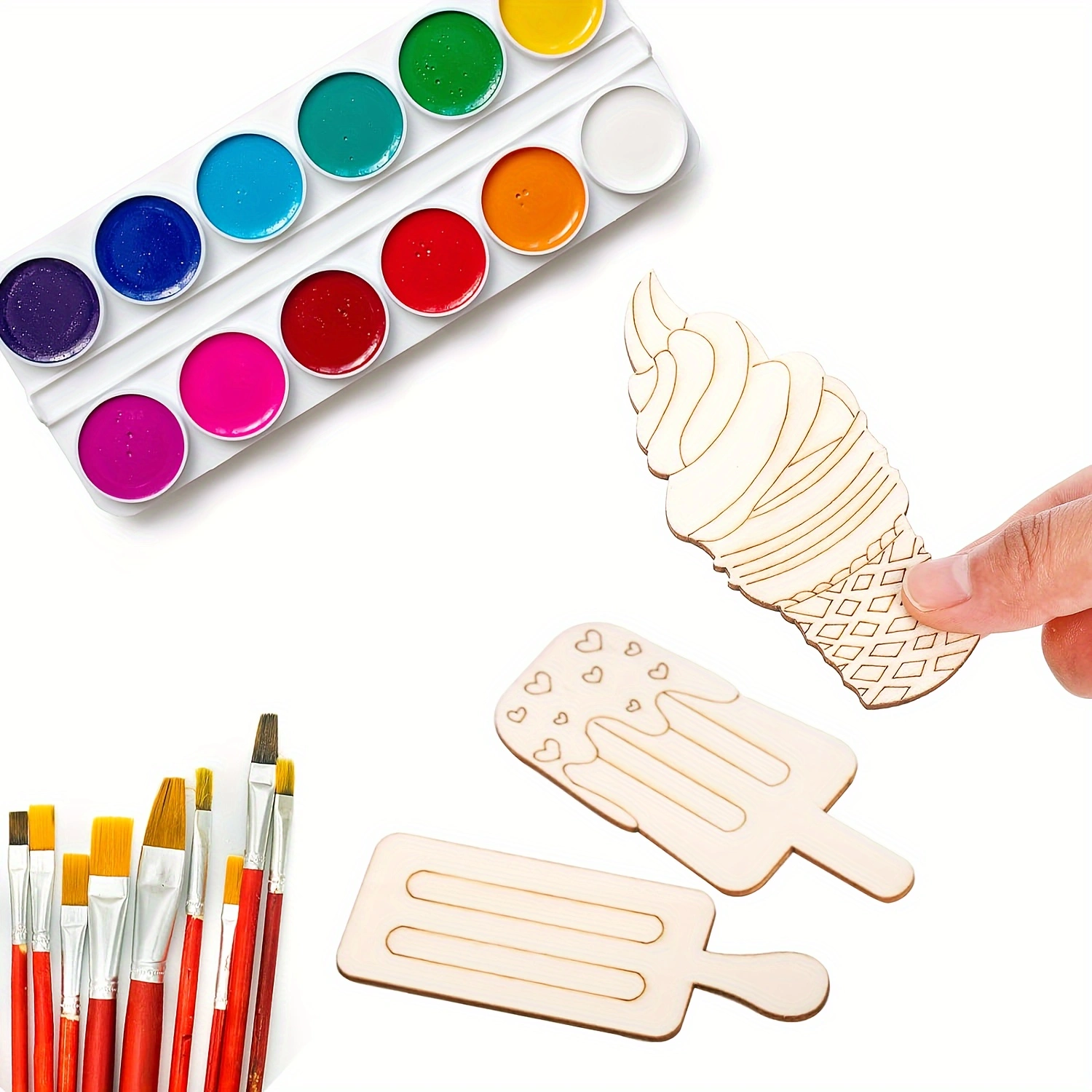 6/30pcs Ice Cream Wood Cutouts - Oud Wood Chip avis et prix