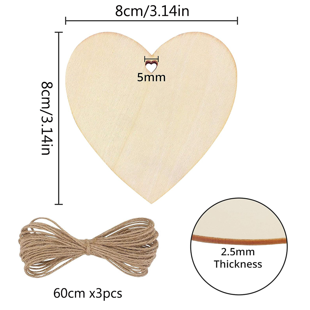 10/20/60Pcs Wood Heart Slices  - Oud Wood Chip avis et prix