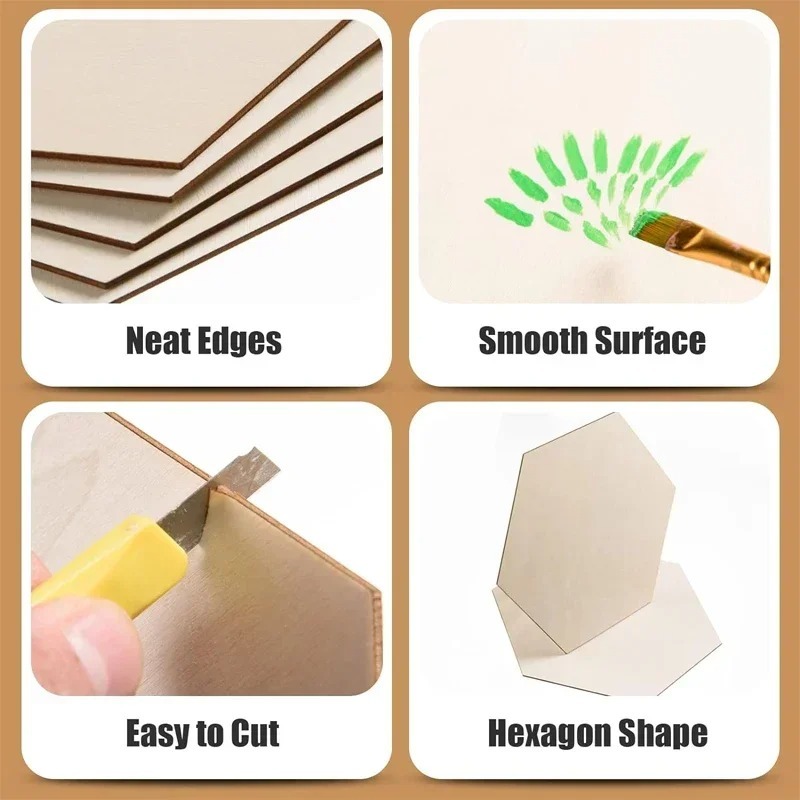 10-120mm Wooden Hexagon Blank  - Oud Wood Chip avis et prix