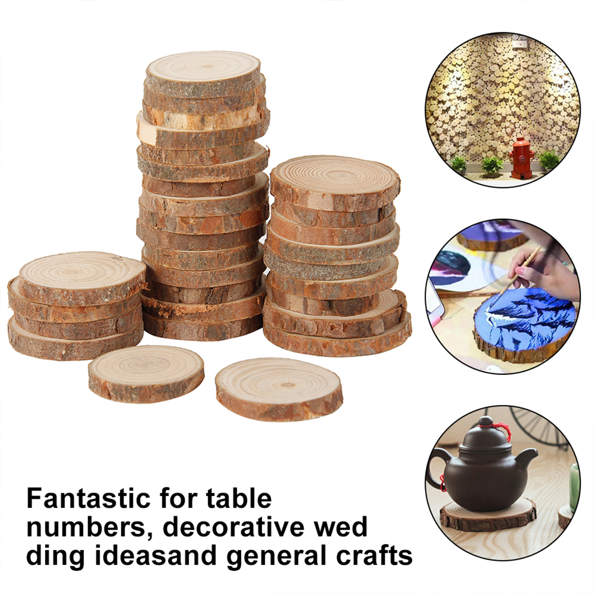 30/60Pcs Natural Unfinished Wo - Oud Wood Chip avis et prix