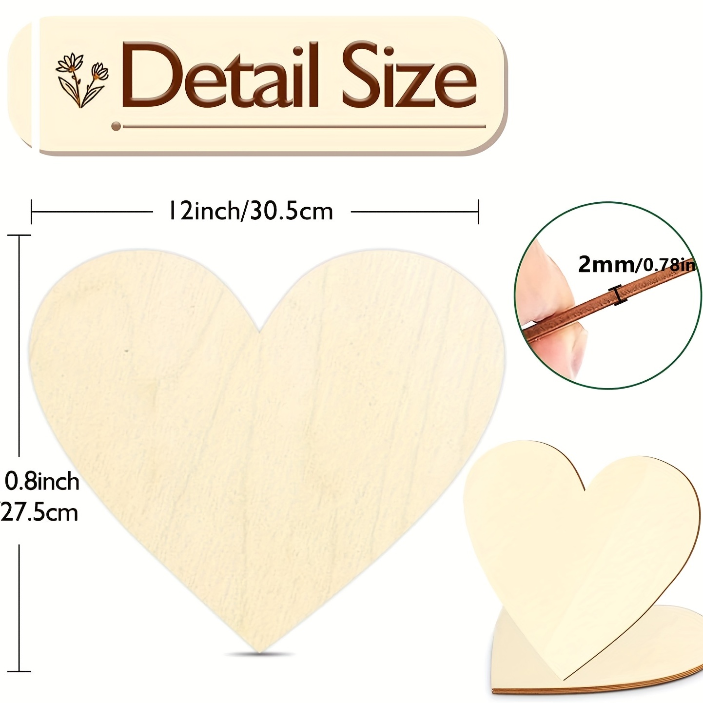 2Pcs 12Inch Blank Heart Cutout - Oud Wood Chip avis et prix
