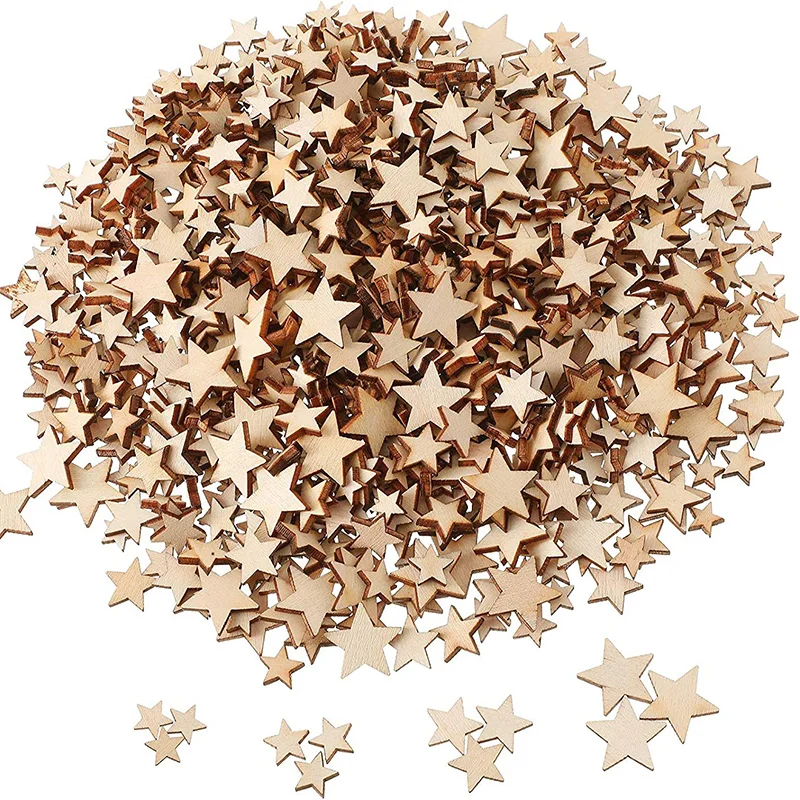 100-500Pcs Mini Wooden Stars B - Oud Wood Chip avis et prix
