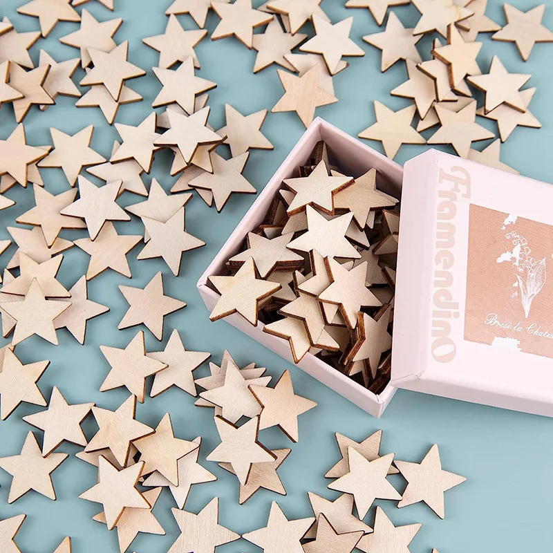 100-500Pcs Mini Wooden Stars B - Oud Wood Chip avis et prix
