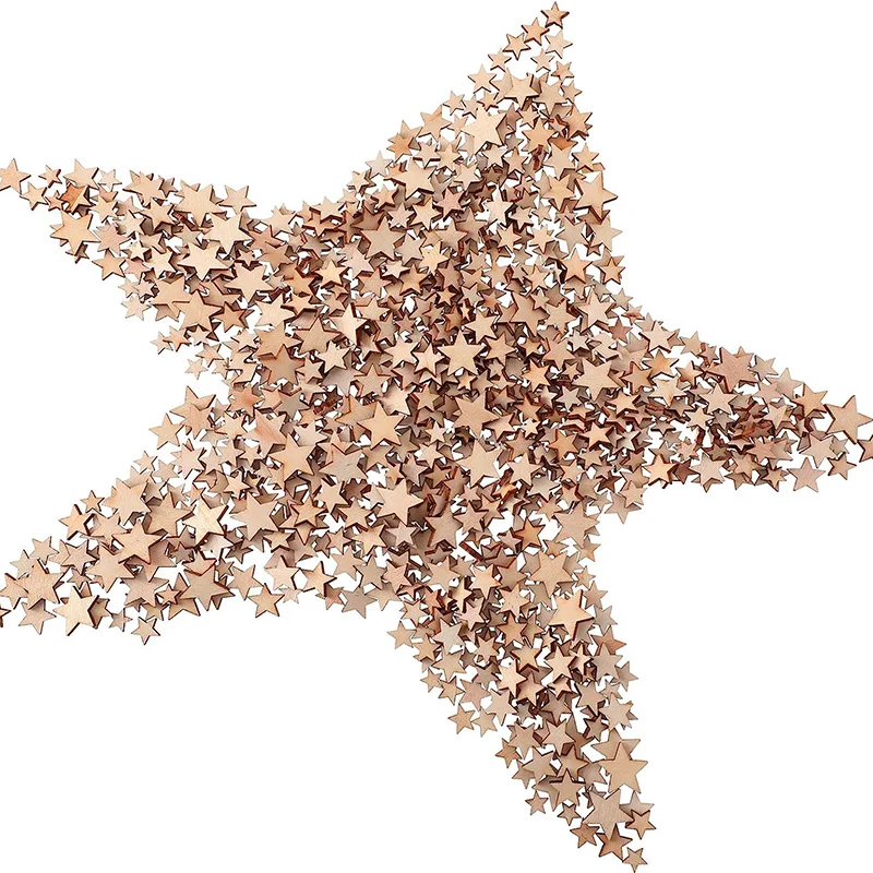 100-500Pcs Mini Wooden Stars B - Oud Wood Chip avis et prix