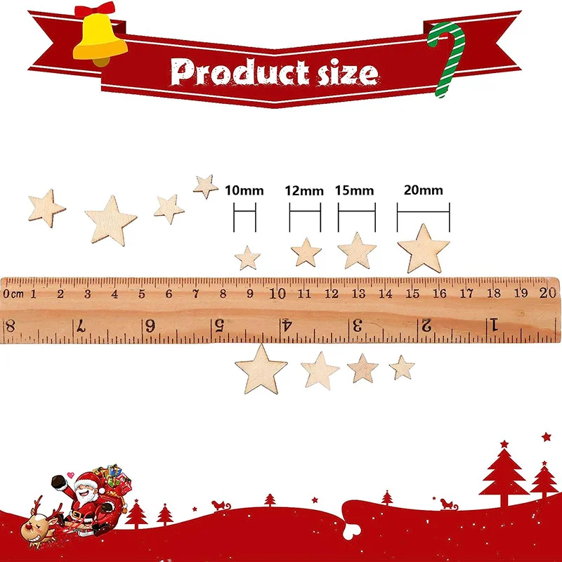 100-500Pcs Mini Wooden Stars B - Oud Wood Chip avis et prix